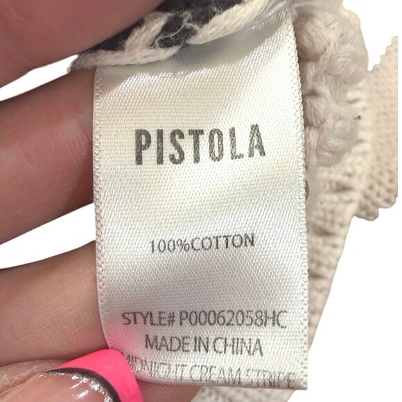 Pistola Arlo Polo Cropped Chunky Knit Sweater Size XS Striped Boxy Comfy Preppy - Picture 9 of 14